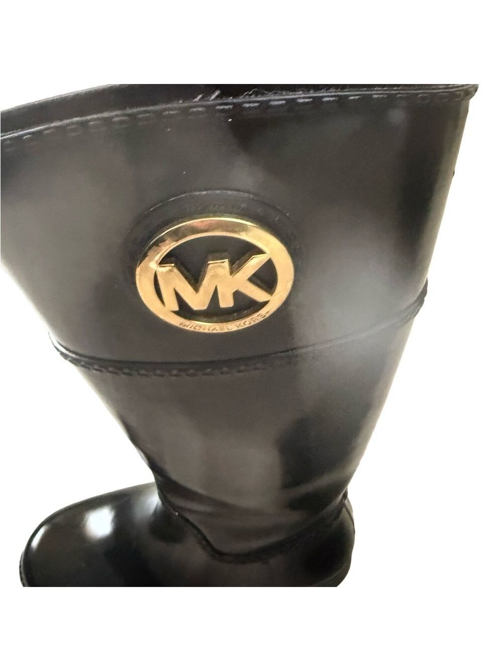 Michael Kors Waterproof Rubber Rain Boots Glossy Black Size 7 $150 - Picture 6 of 10